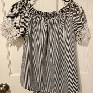 Gray & white striped top